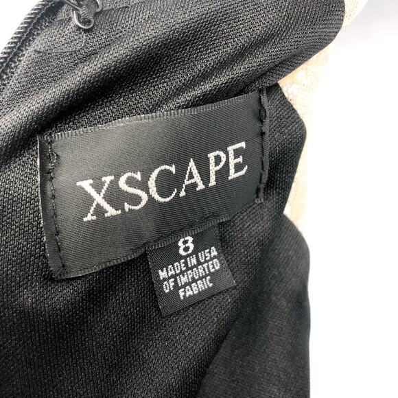 XSCAPE Women's Elis Long Jersey Knit Dress Size 8 Black Silver Illusion NWT - Picture 8 of 12